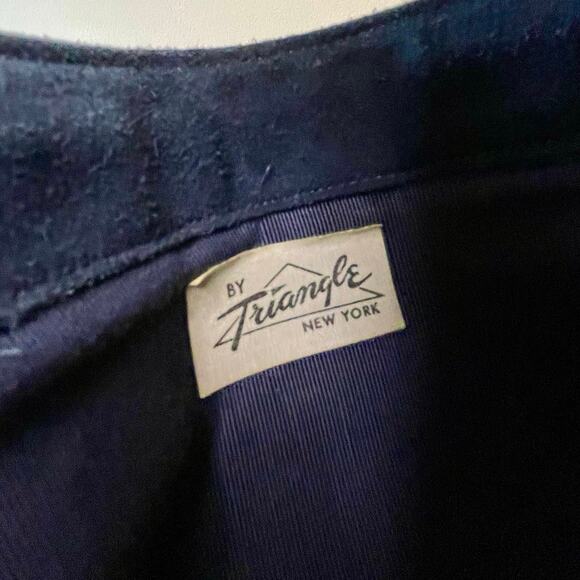 VTG Triangle NY Vintage Suede Hinged Handbag | Navy Blue | Circa 1960 | EUC - Picture 5 of 9